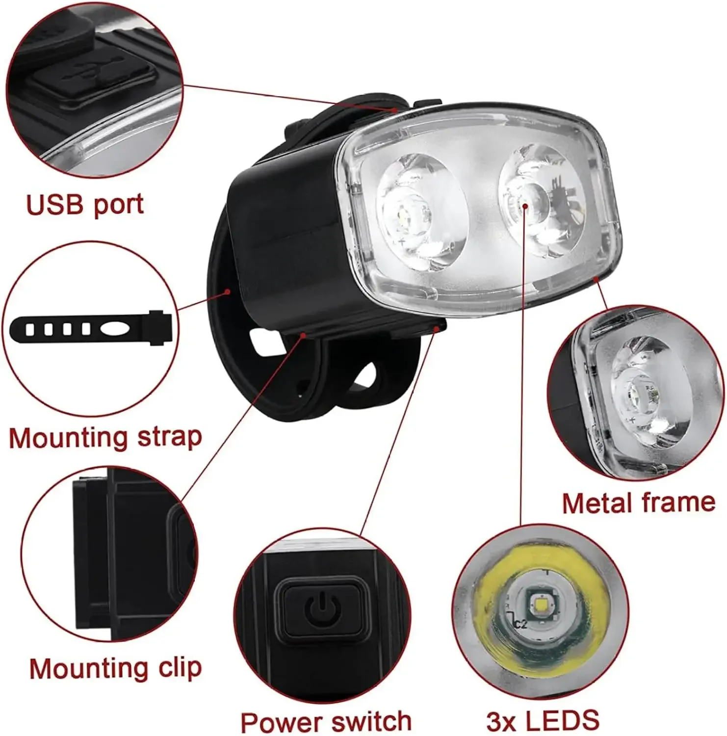 مجموعة مصابيح LED أمامية وخلفي - مراجعة Bike Light Front Rear وسعره